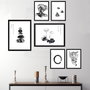 Wallity Set de 6 Cuadros Decorativos enmarcados Blanco y Negro